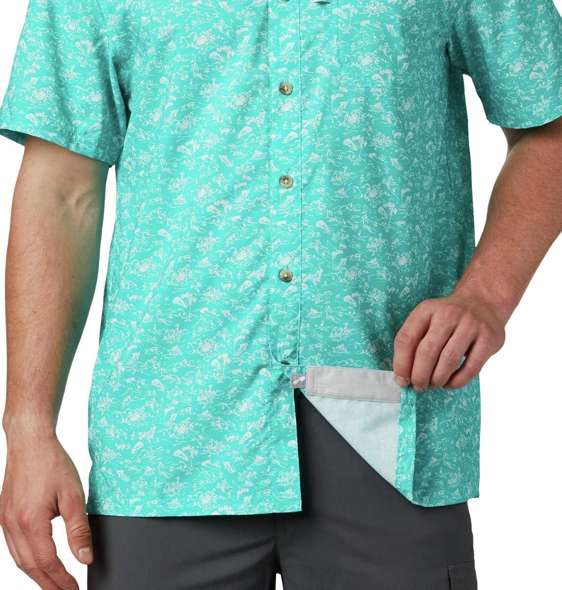 imageColumbia Mens Super Slack Tide Camp Shirt Short SleeveBright Aqua Gamefish Print