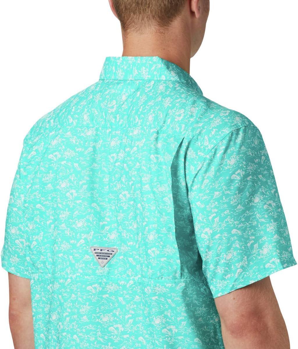 imageColumbia Mens Super Slack Tide Camp Shirt Short SleeveBright Aqua Gamefish Print