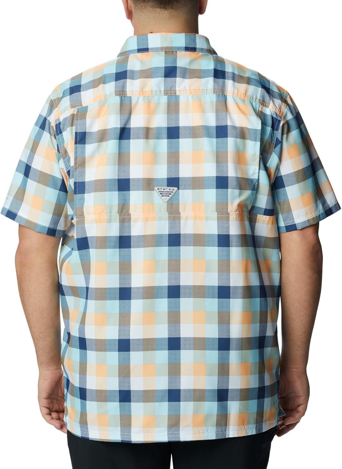 imageColumbia Mens Super Slack Tide Camp Shirt Short SleeveBright Nectar Multi Gingham