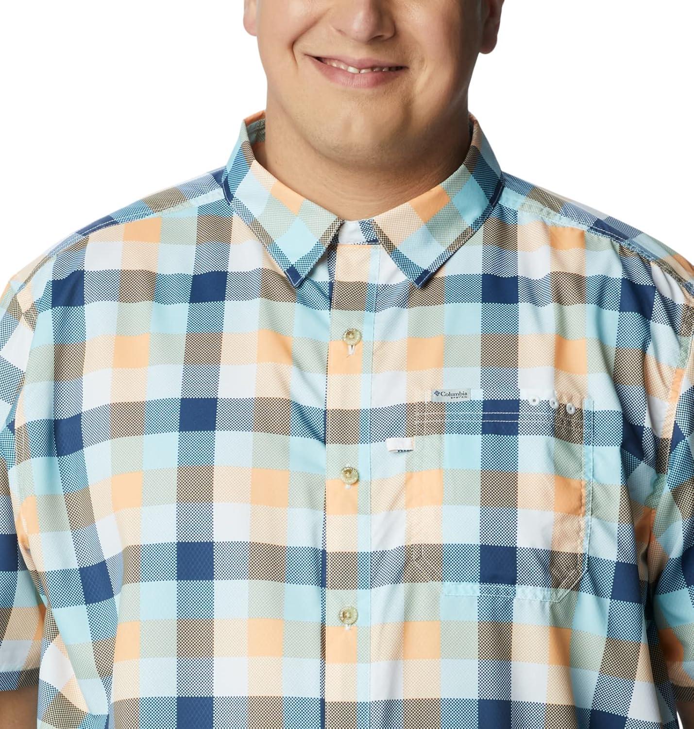 imageColumbia Mens Super Slack Tide Camp Shirt Short SleeveBright Nectar Multi Gingham