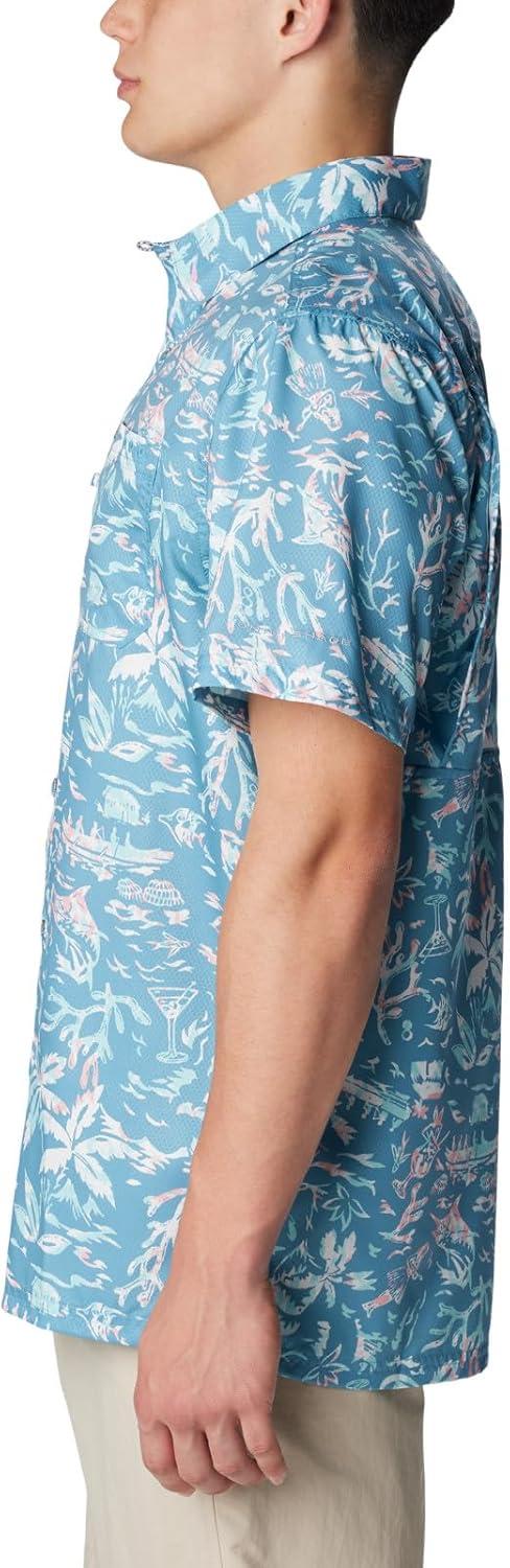 imageColumbia Mens Super Slack Tide Camp Shirt Short SleeveCanyon Blue Kona Kraze
