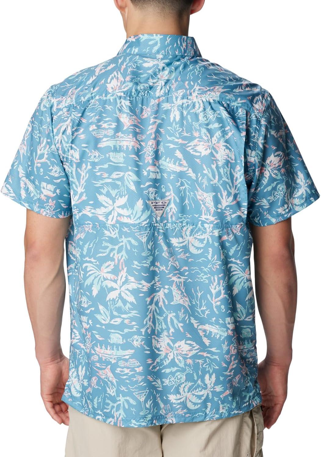 imageColumbia Mens Super Slack Tide Camp Shirt Short SleeveCanyon Blue Kona Kraze