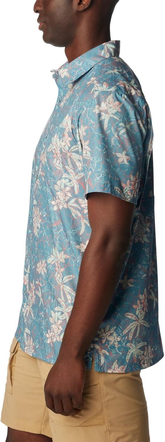 imageColumbia Mens Super Slack Tide Camp Shirt Short SleeveCanyon Blue Palmeria