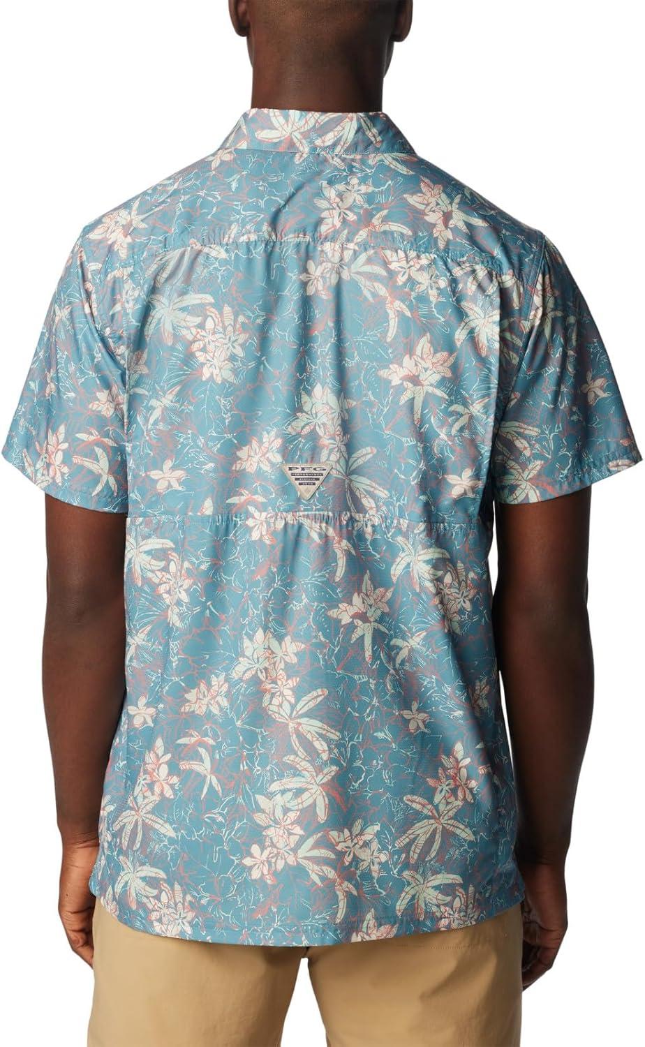 imageColumbia Mens Super Slack Tide Camp Shirt Short SleeveCanyon Blue Palmeria