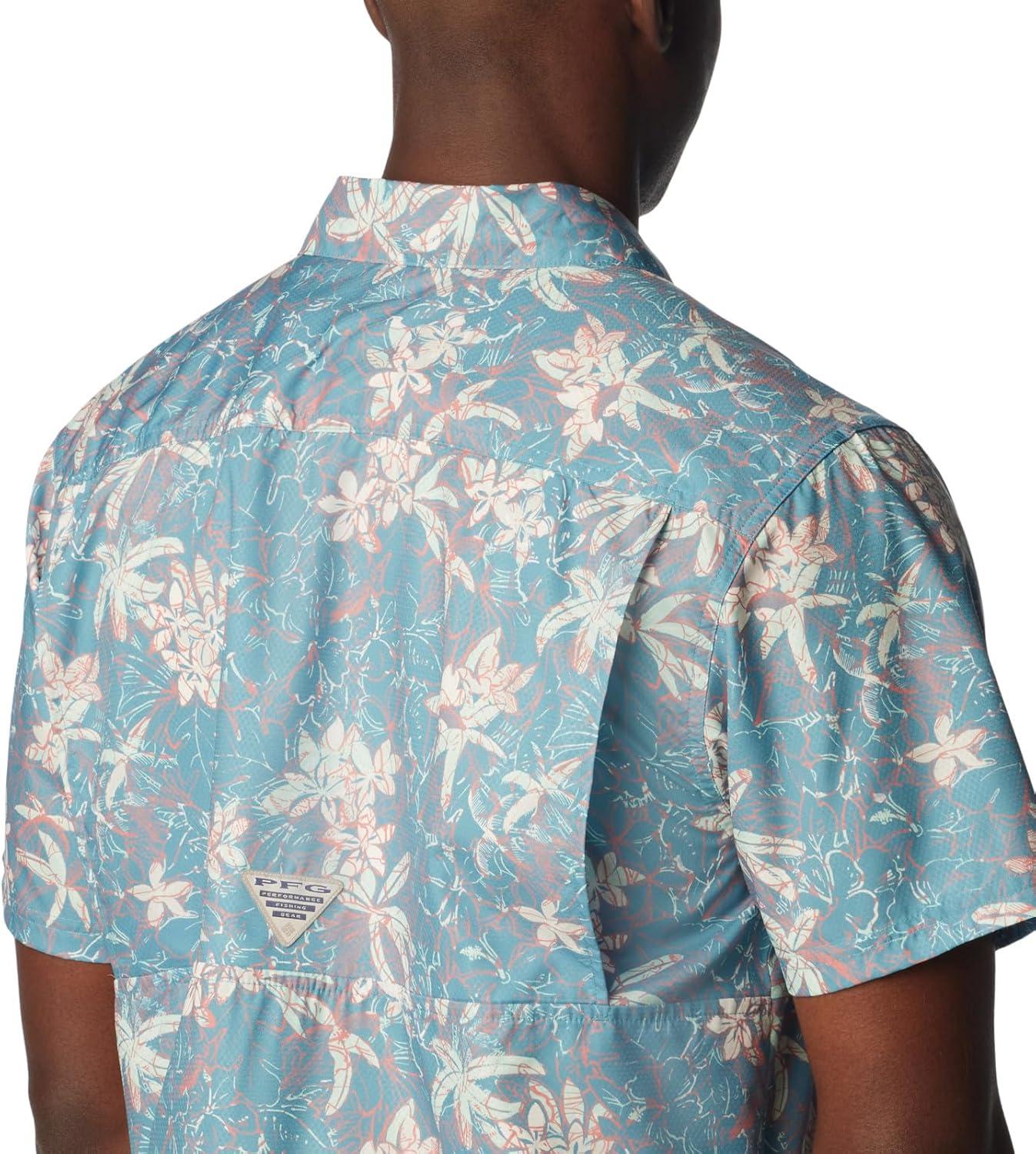 imageColumbia Mens Super Slack Tide Camp Shirt Short SleeveCanyon Blue Palmeria