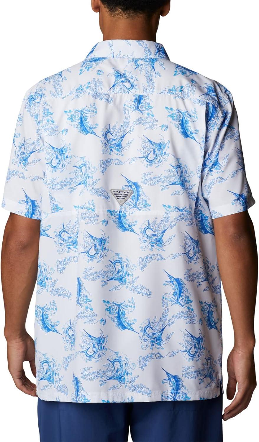 imageColumbia Mens Super Slack Tide Camp Shirt Short SleeveCarbon Fishfinder Print