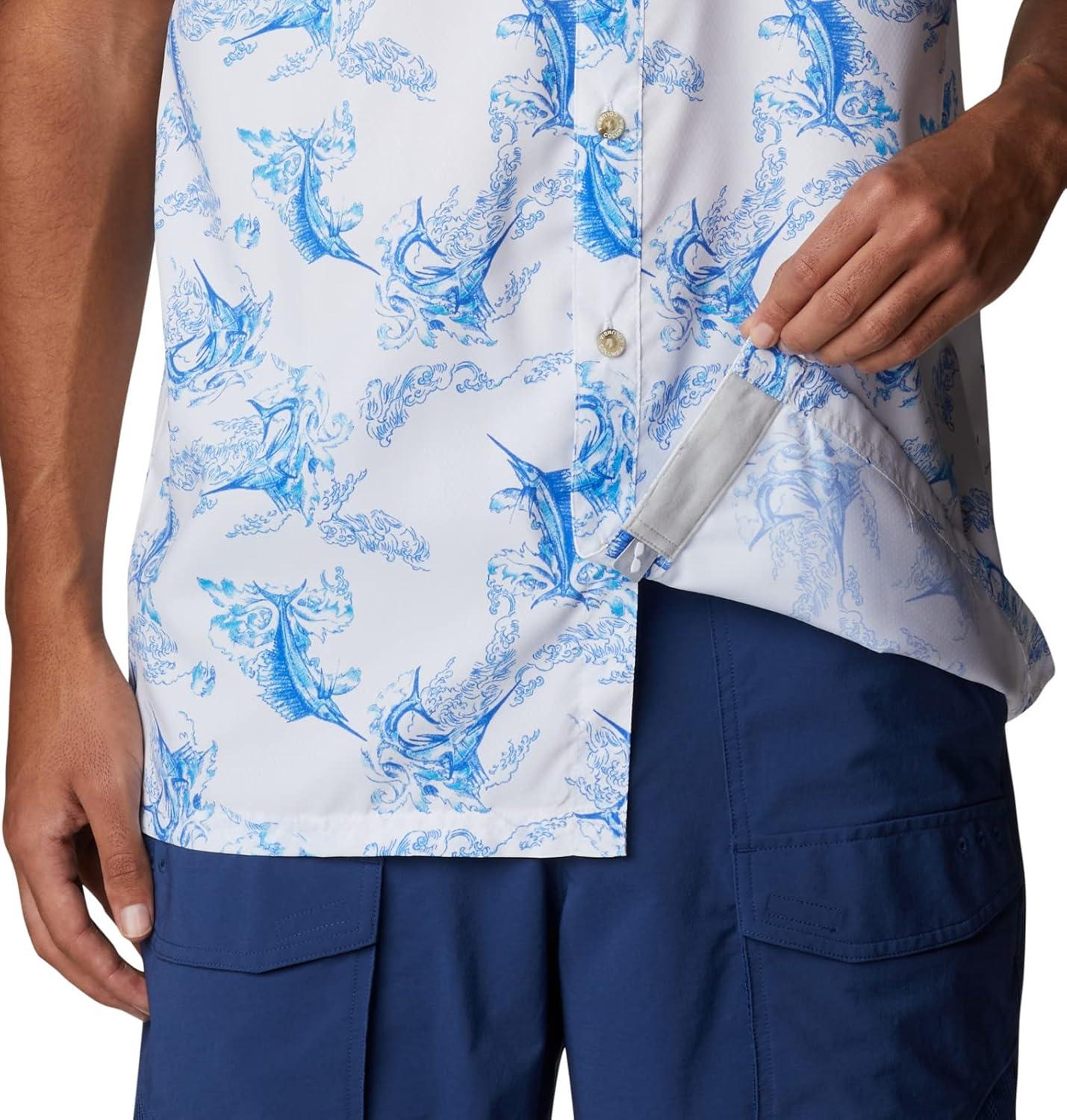 imageColumbia Mens Super Slack Tide Camp Shirt Short SleeveCarbon Fishfinder Print
