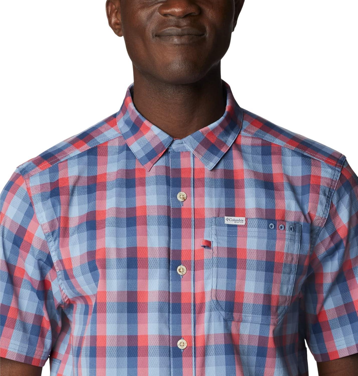 imageColumbia Mens Super Slack Tide Camp Shirt Short SleeveCarbon Mid Gingham