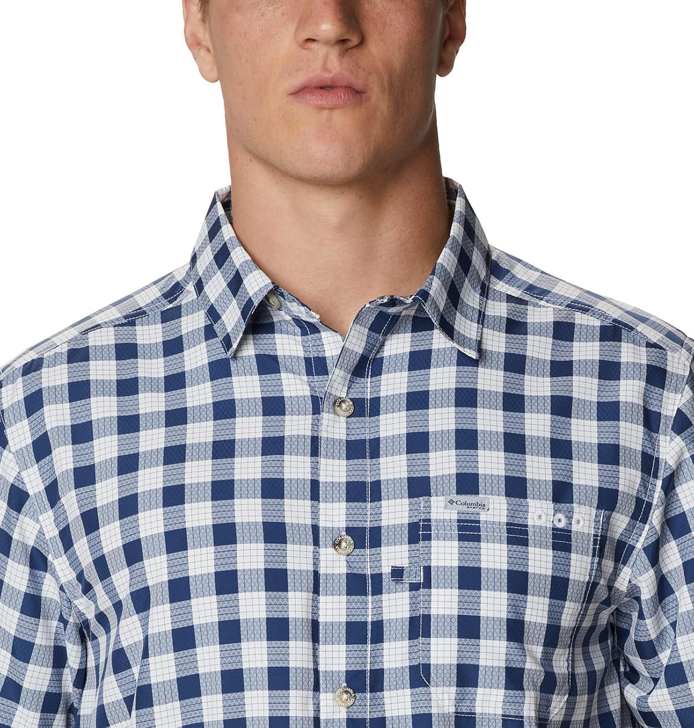 imageColumbia Mens Super Slack Tide Camp Shirt Short SleeveCarbon Palaka Plaid