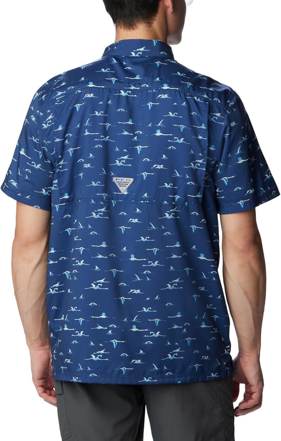 imageColumbia Mens Super Slack Tide Camp Shirt Short SleeveCarbon Tailfins Print