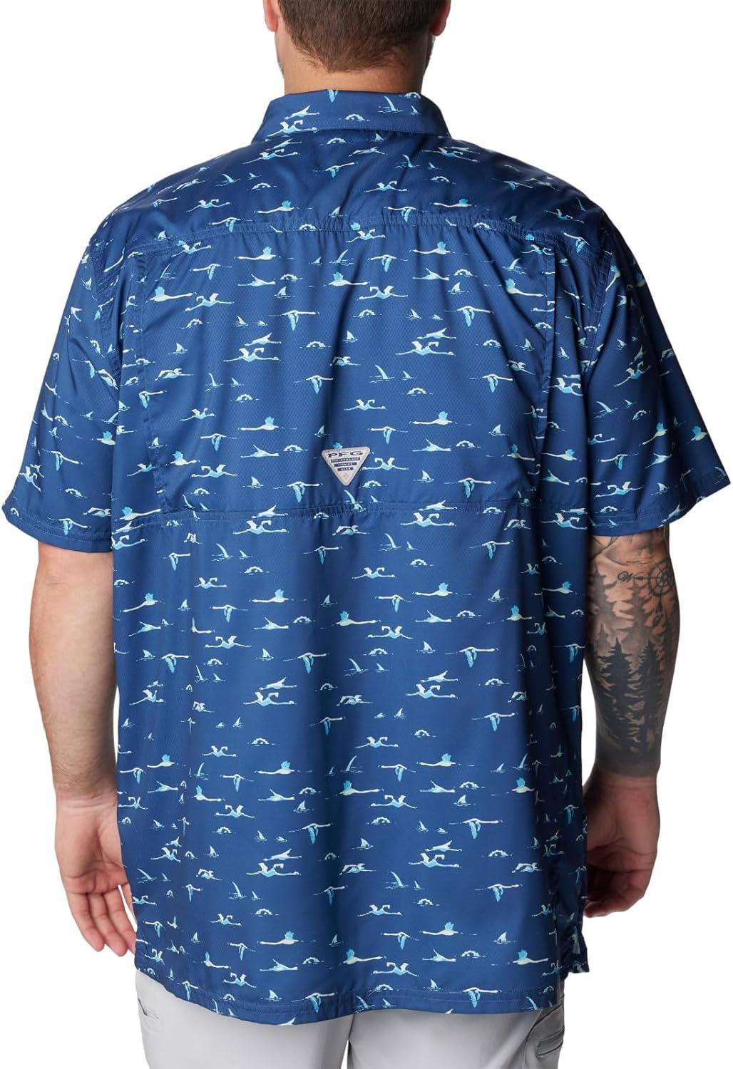 imageColumbia Mens Super Slack Tide Camp Shirt Short SleeveCarbon Tailfins Print