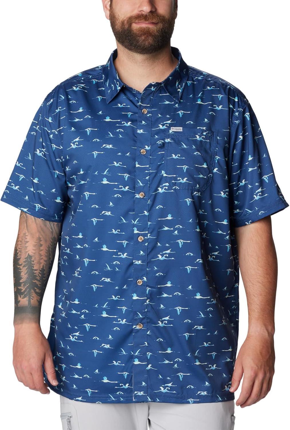 imageColumbia Mens Super Slack Tide Camp Shirt Short SleeveCarbon Tailfins Print