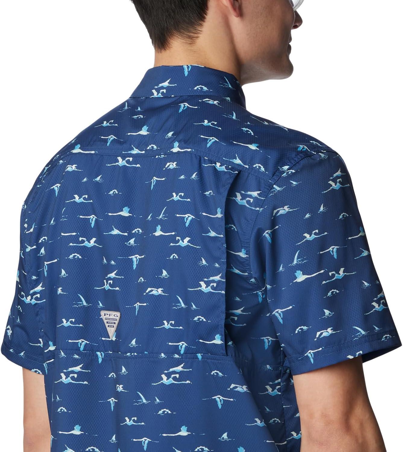 imageColumbia Mens Super Slack Tide Camp Shirt Short SleeveCarbon Tailfins Print