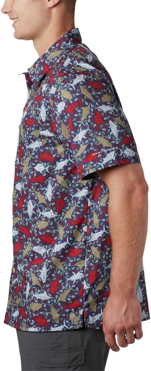 imageColumbia Mens Super Slack Tide Camp Shirt Short SleeveCarbon Tribal Fish Print