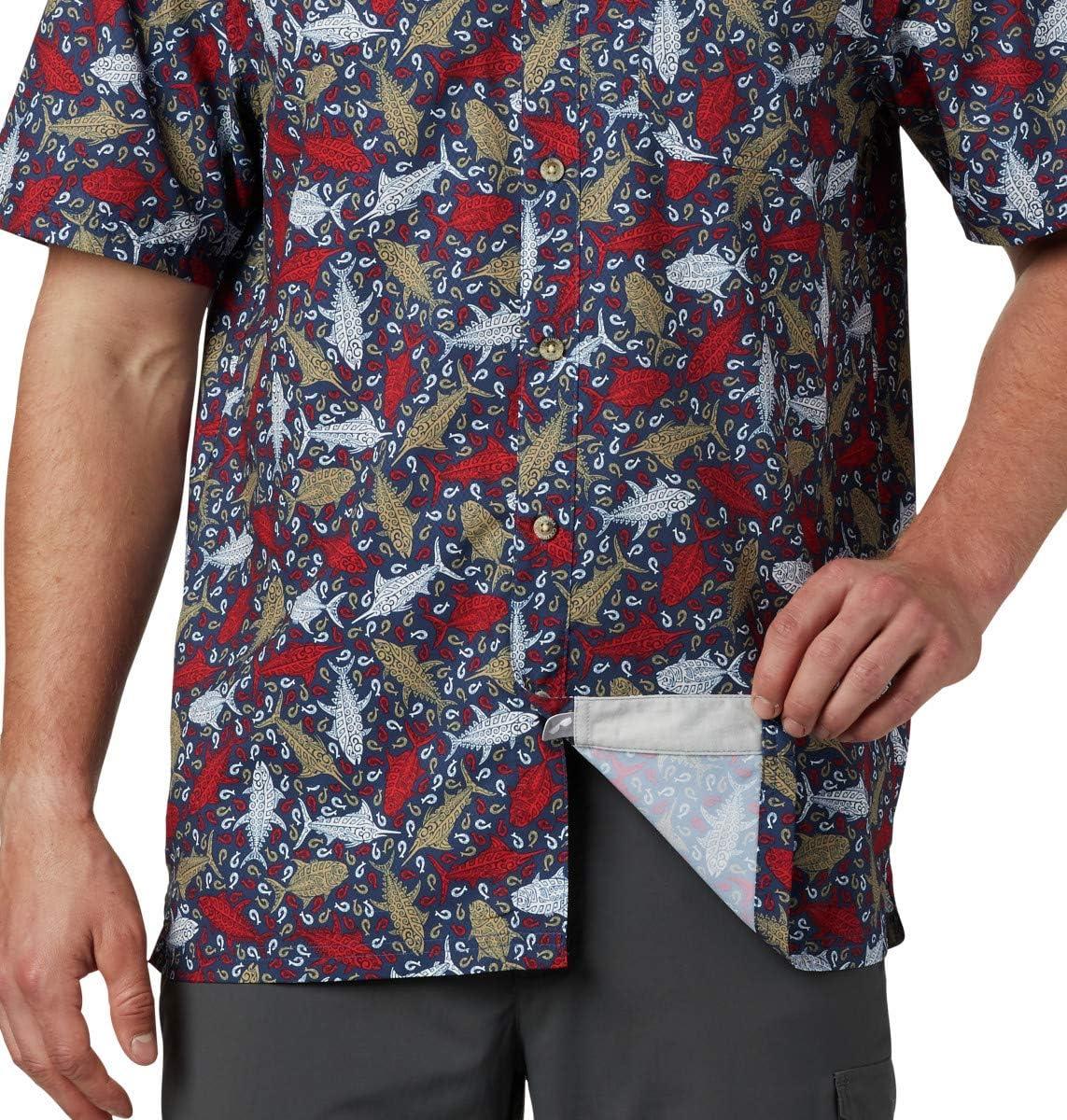 imageColumbia Mens Super Slack Tide Camp Shirt Short SleeveCarbon Tribal Fish Print