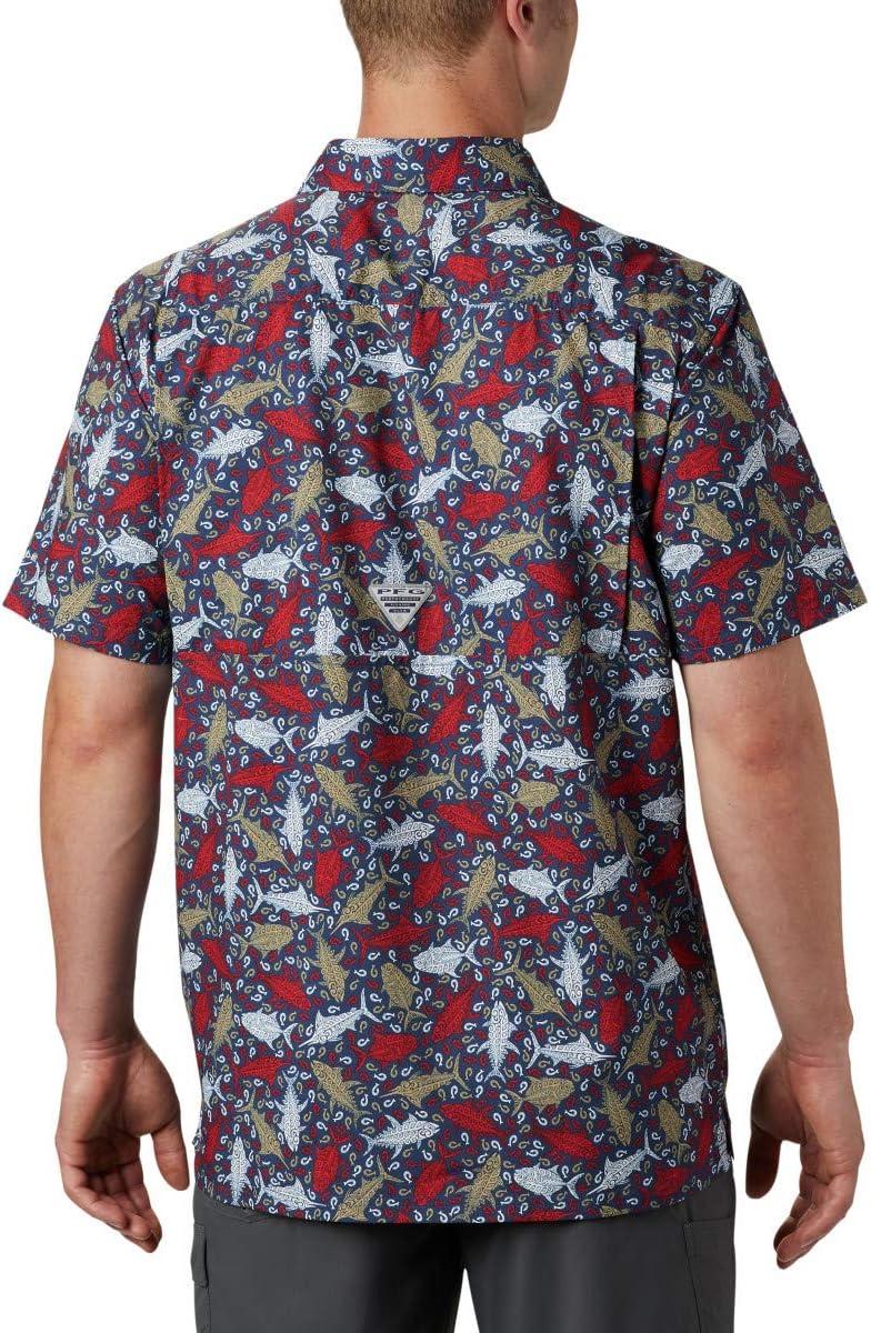imageColumbia Mens Super Slack Tide Camp Shirt Short SleeveCarbon Tribal Fish Print
