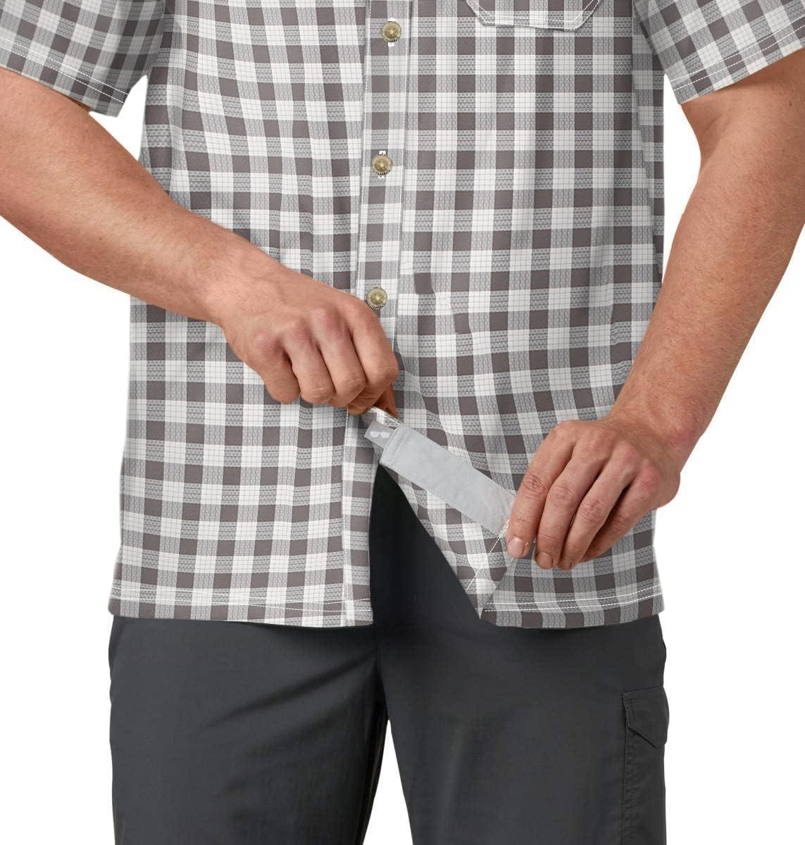 imageColumbia Mens Super Slack Tide Camp Shirt Short SleeveCity Grey Palaka Plaid