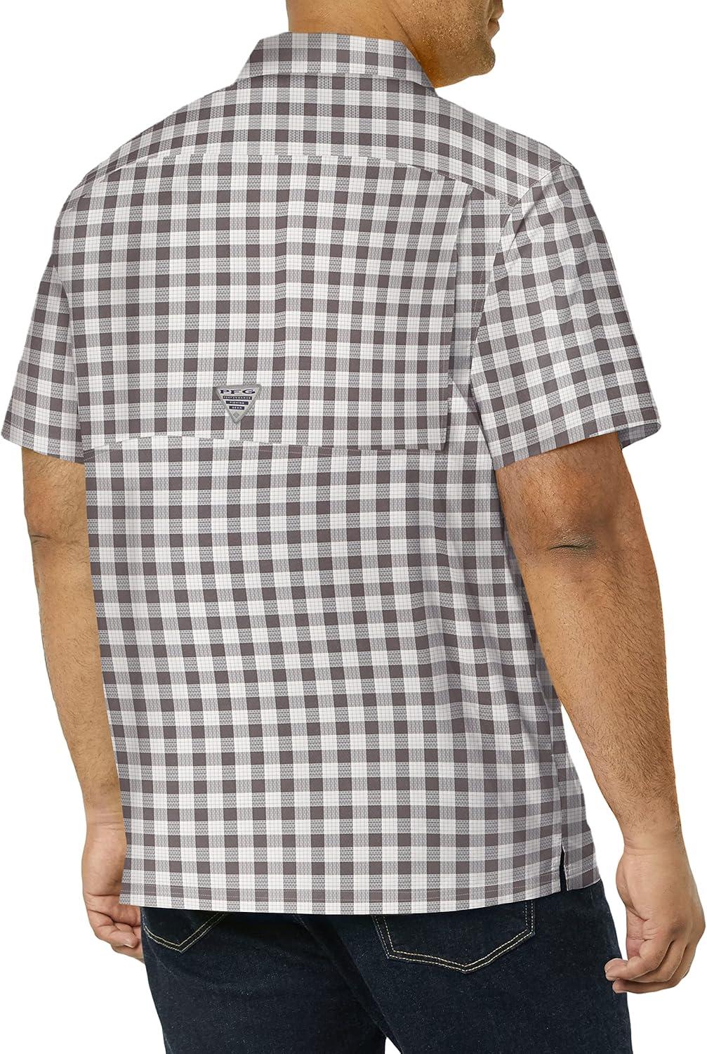 imageColumbia Mens Super Slack Tide Camp Shirt Short SleeveCity Grey Palaka Plaid
