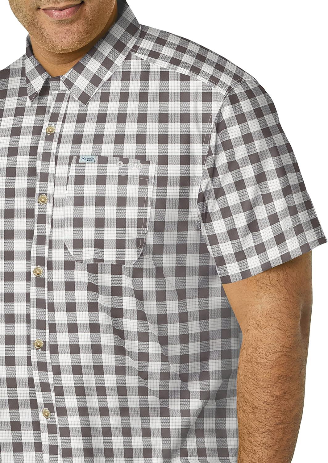 imageColumbia Mens Super Slack Tide Camp Shirt Short SleeveCity Grey Palaka Plaid