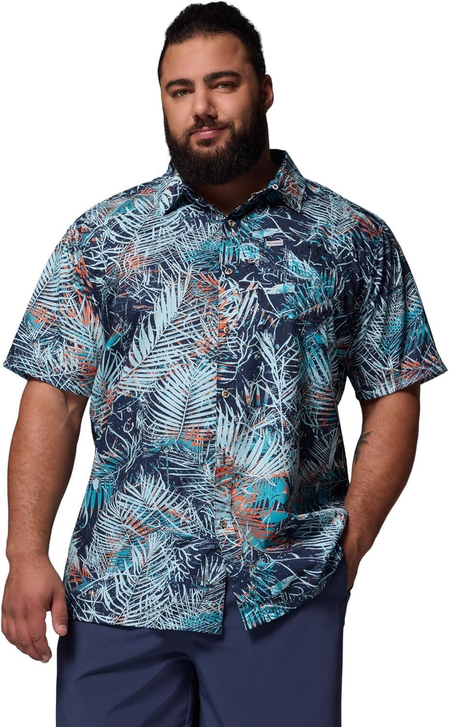 imageColumbia Mens Super Slack Tide Camp Shirt Short SleeveCollegiate Navy Hooked Up