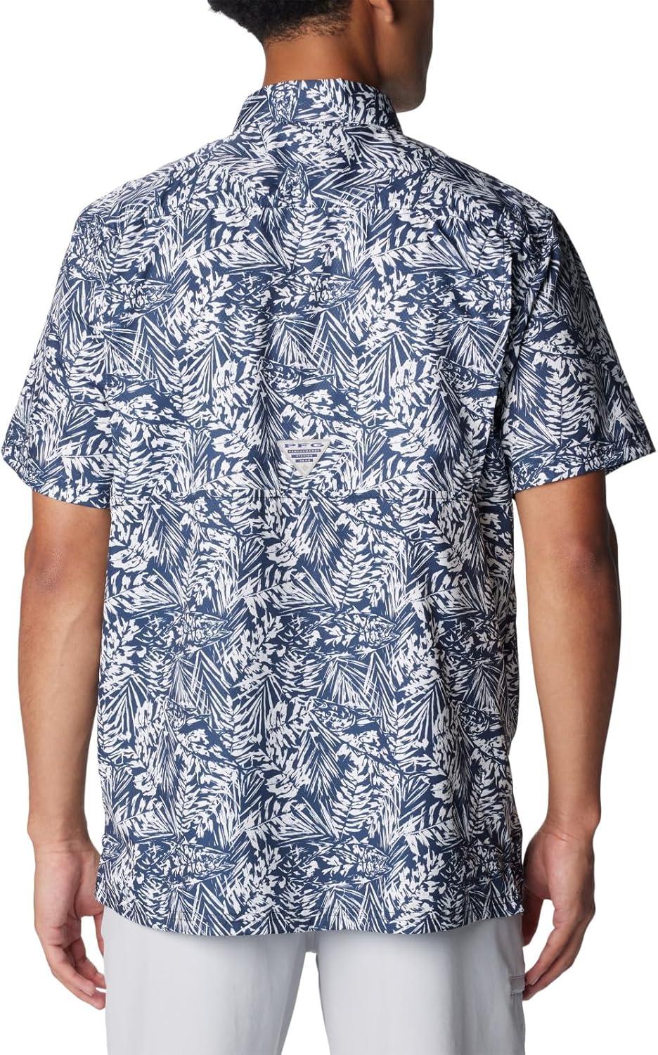 imageColumbia Mens Super Slack Tide Camp Shirt Short SleeveCollegiate Navy Tunado Tonal