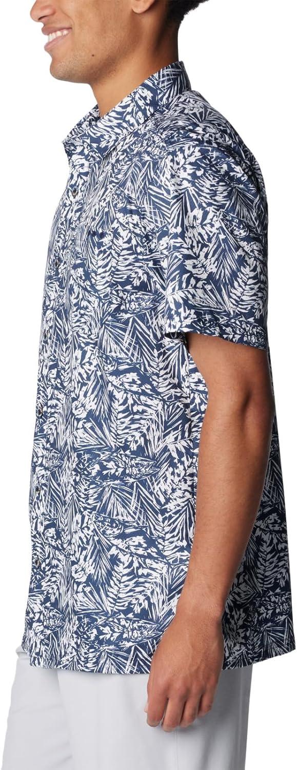 imageColumbia Mens Super Slack Tide Camp Shirt Short SleeveCollegiate Navy Tunado Tonal