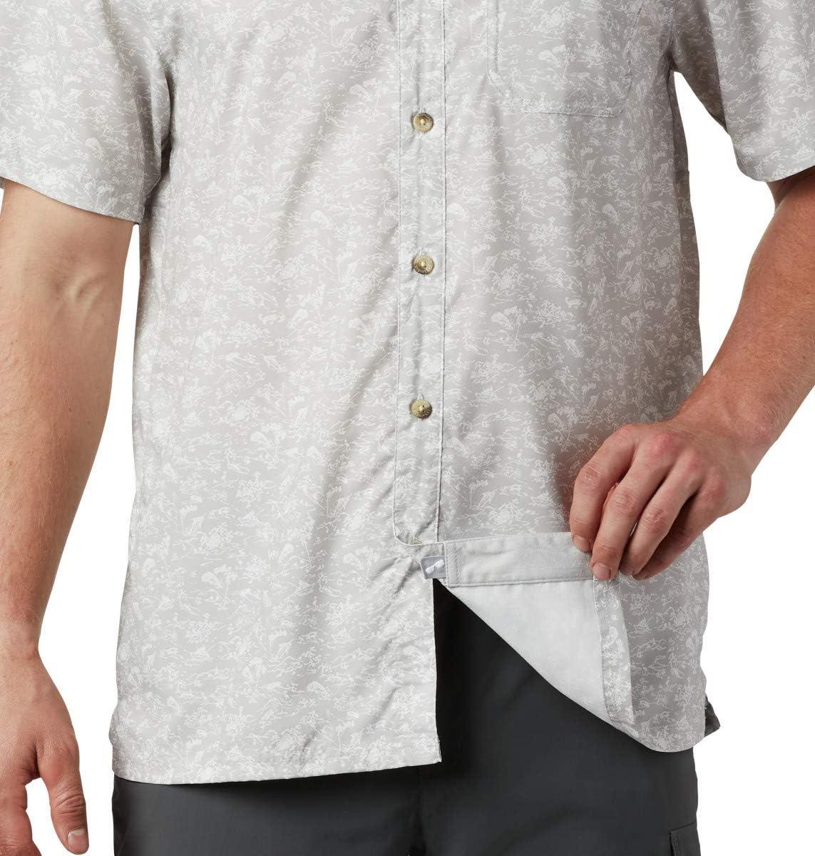 imageColumbia Mens Super Slack Tide Camp Shirt Short SleeveCool Grey Gamefish Print