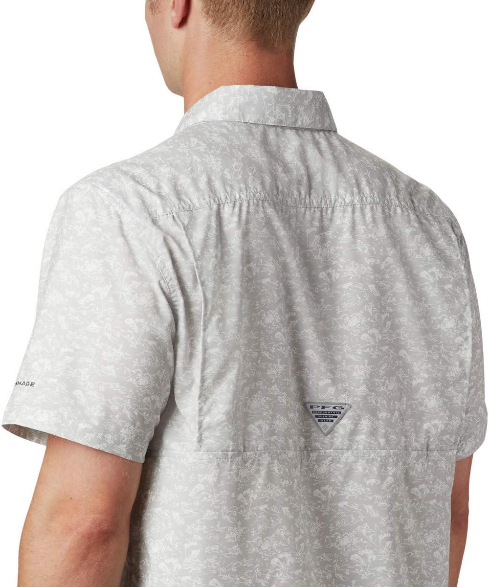 imageColumbia Mens Super Slack Tide Camp Shirt Short SleeveCool Grey Gamefish Print