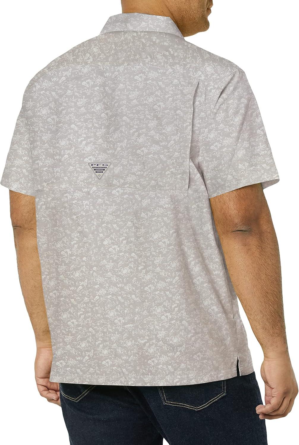 imageColumbia Mens Super Slack Tide Camp Shirt Short SleeveCool Grey Gamefish Print