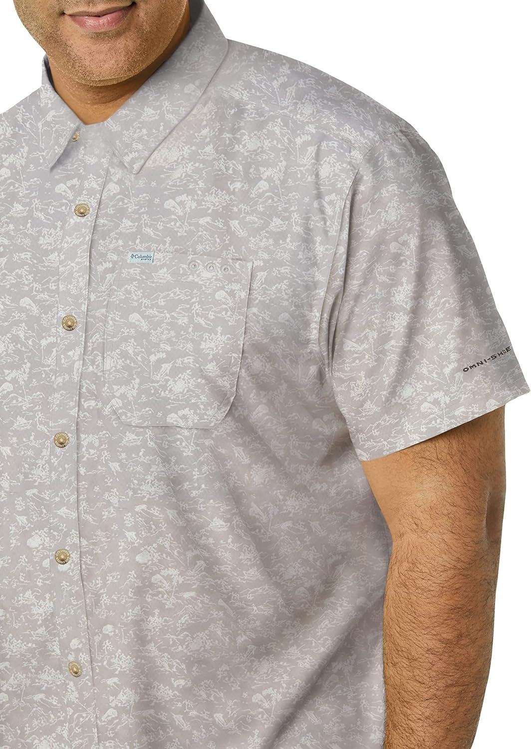 imageColumbia Mens Super Slack Tide Camp Shirt Short SleeveCool Grey Gamefish Print