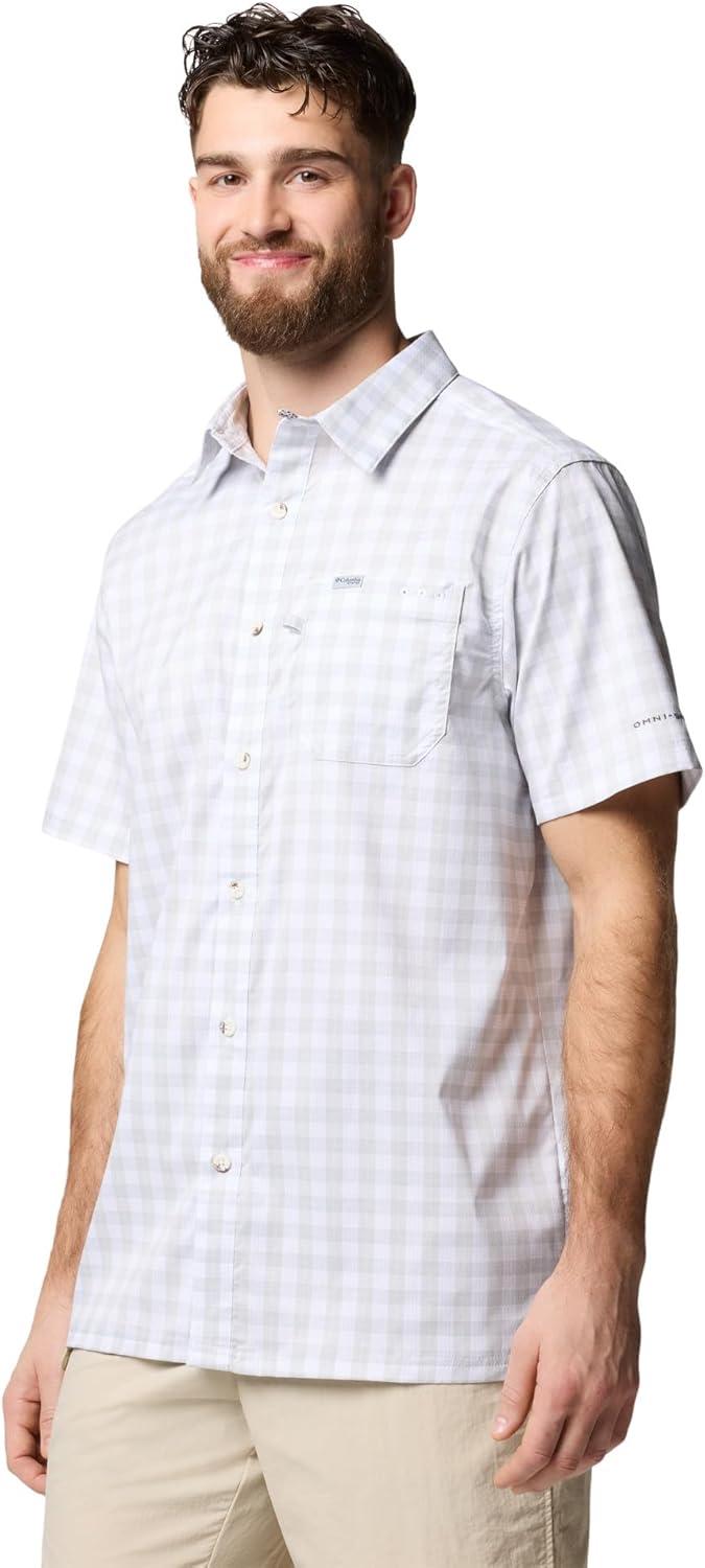imageColumbia Mens Super Slack Tide Camp Shirt Short SleeveCool Grey Palaka Grid