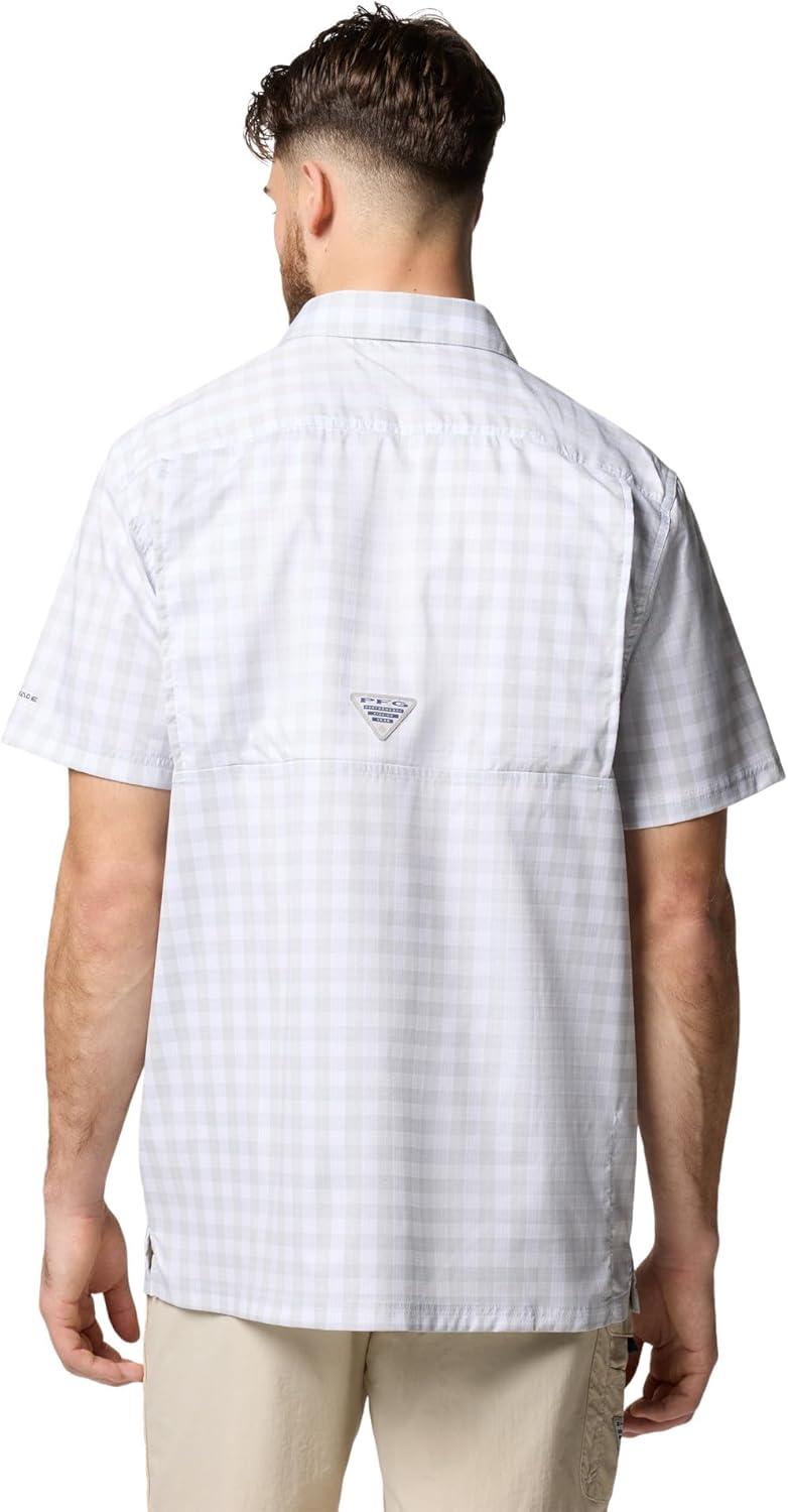 imageColumbia Mens Super Slack Tide Camp Shirt Short SleeveCool Grey Palaka Grid