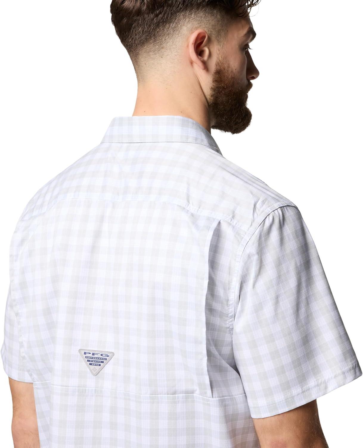 imageColumbia Mens Super Slack Tide Camp Shirt Short SleeveCool Grey Palaka Grid