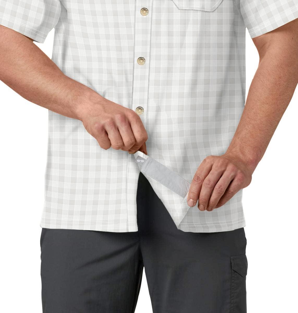imageColumbia Mens Super Slack Tide Camp Shirt Short SleeveCool Grey Palaka Plaid