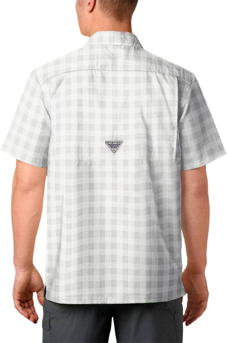 imageColumbia Mens Super Slack Tide Camp Shirt Short SleeveCool Grey Palaka Plaid