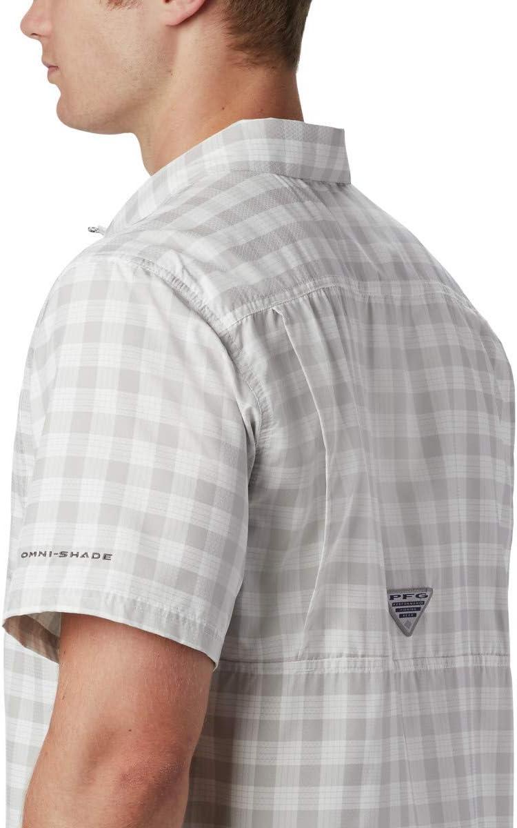 imageColumbia Mens Super Slack Tide Camp Shirt Short SleeveCool Grey Palaka Plaid