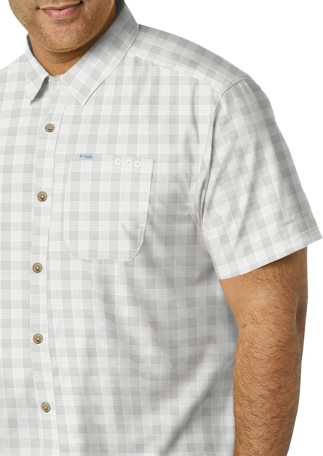 imageColumbia Mens Super Slack Tide Camp Shirt Short SleeveCool Grey Palaka Plaid
