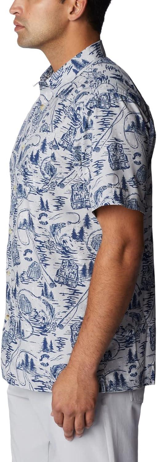 imageColumbia Mens Super Slack Tide Camp Shirt Short SleeveCool Grey Pfg Origins Print