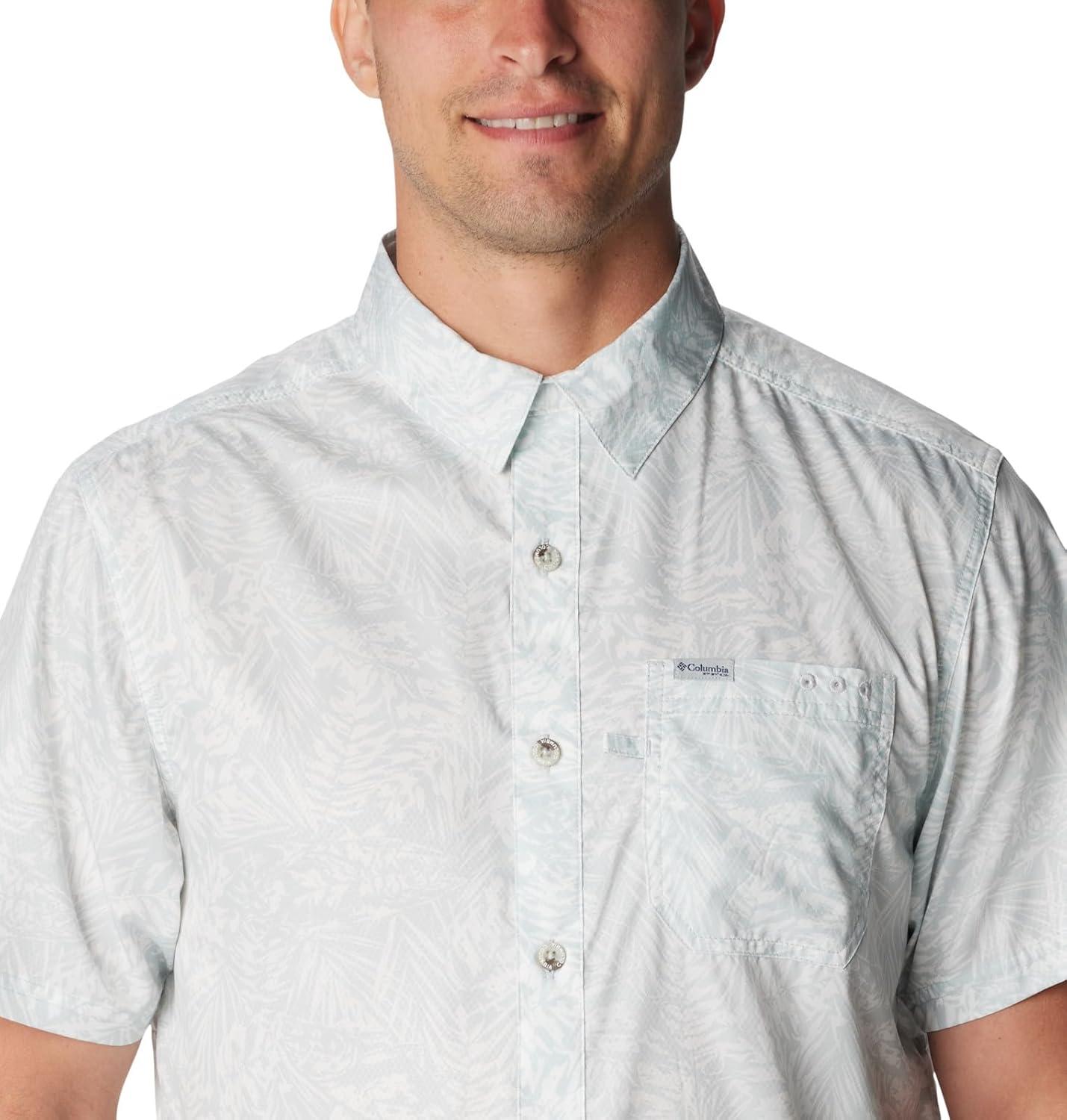 imageColumbia Mens Super Slack Tide Camp Shirt Short SleeveCool Grey Tunado Tonal