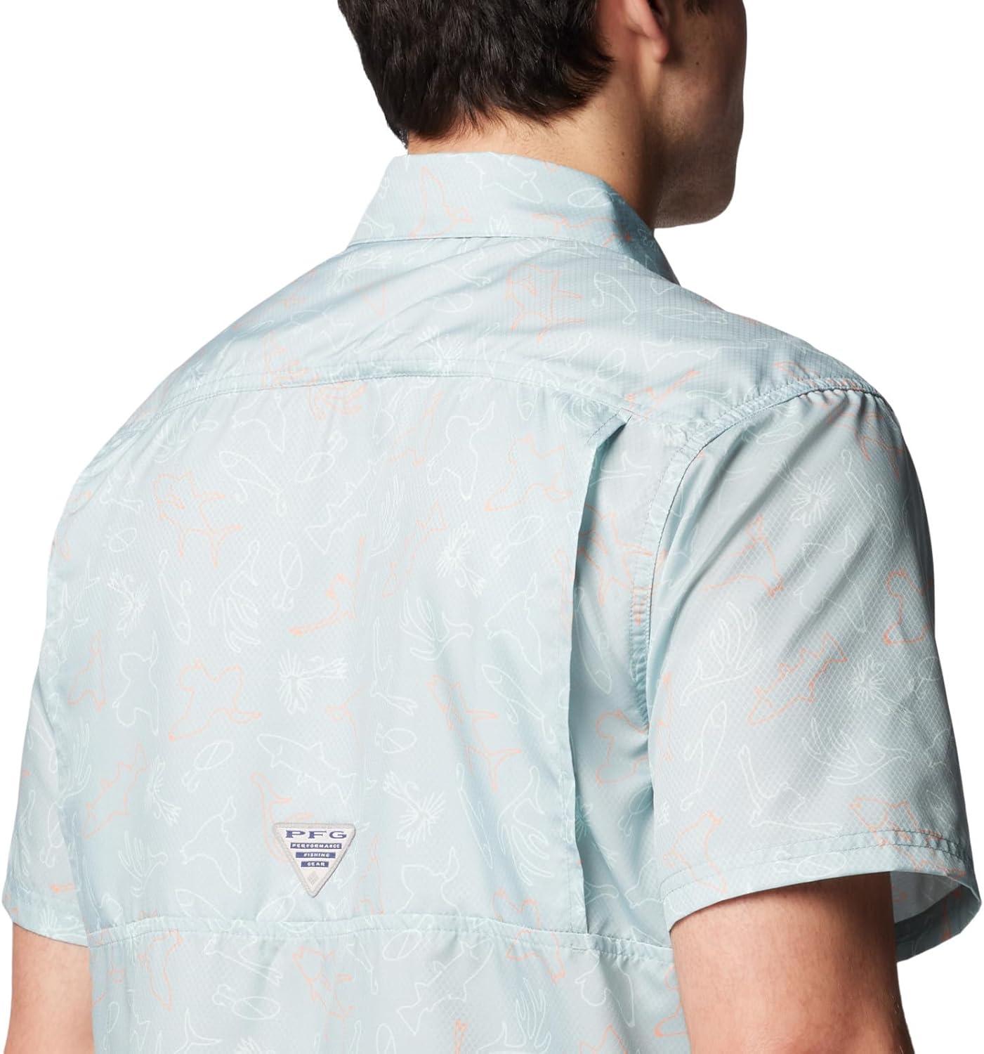 imageColumbia Mens Super Slack Tide Camp Shirt Short SleeveCrushed Blue Casted N Blasted