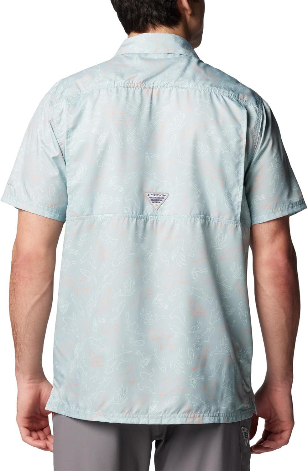 imageColumbia Mens Super Slack Tide Camp Shirt Short SleeveCrushed Blue Casted N Blasted