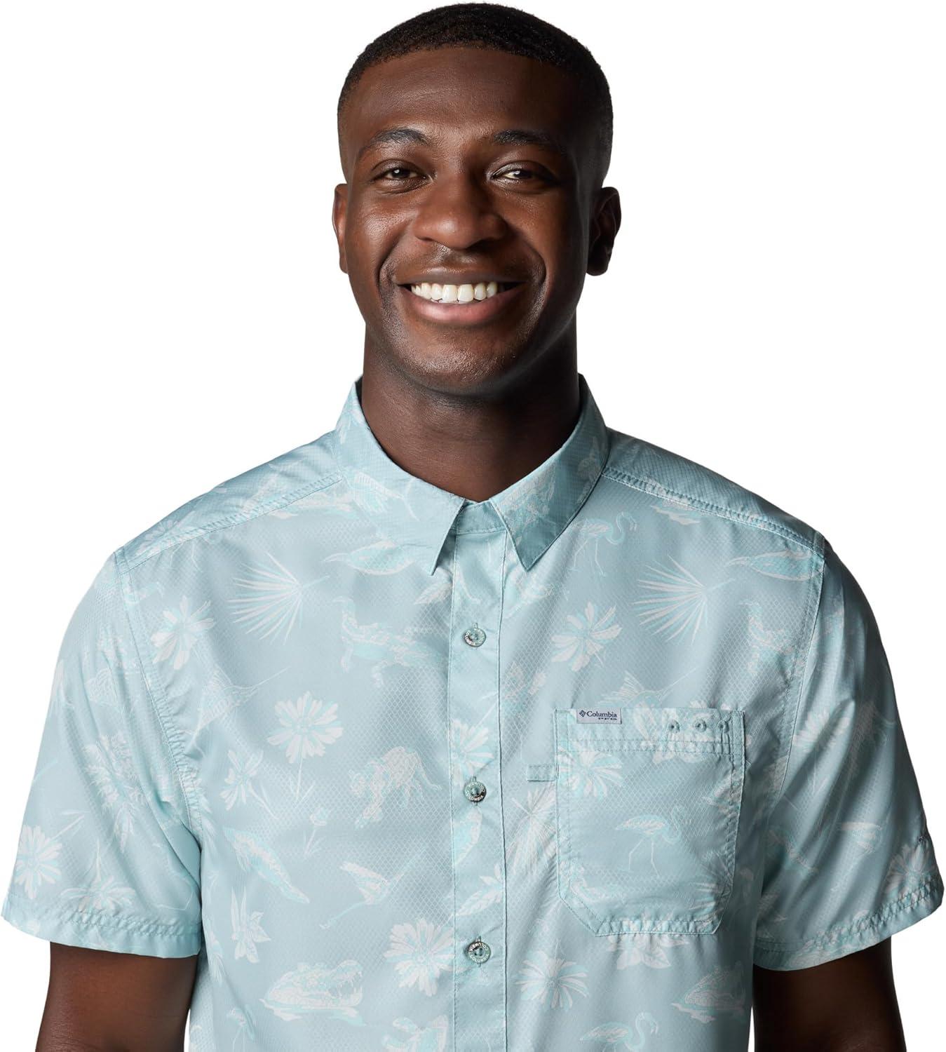 imageColumbia Mens Super Slack Tide Camp Shirt Short SleeveCrushed Blue Floridays