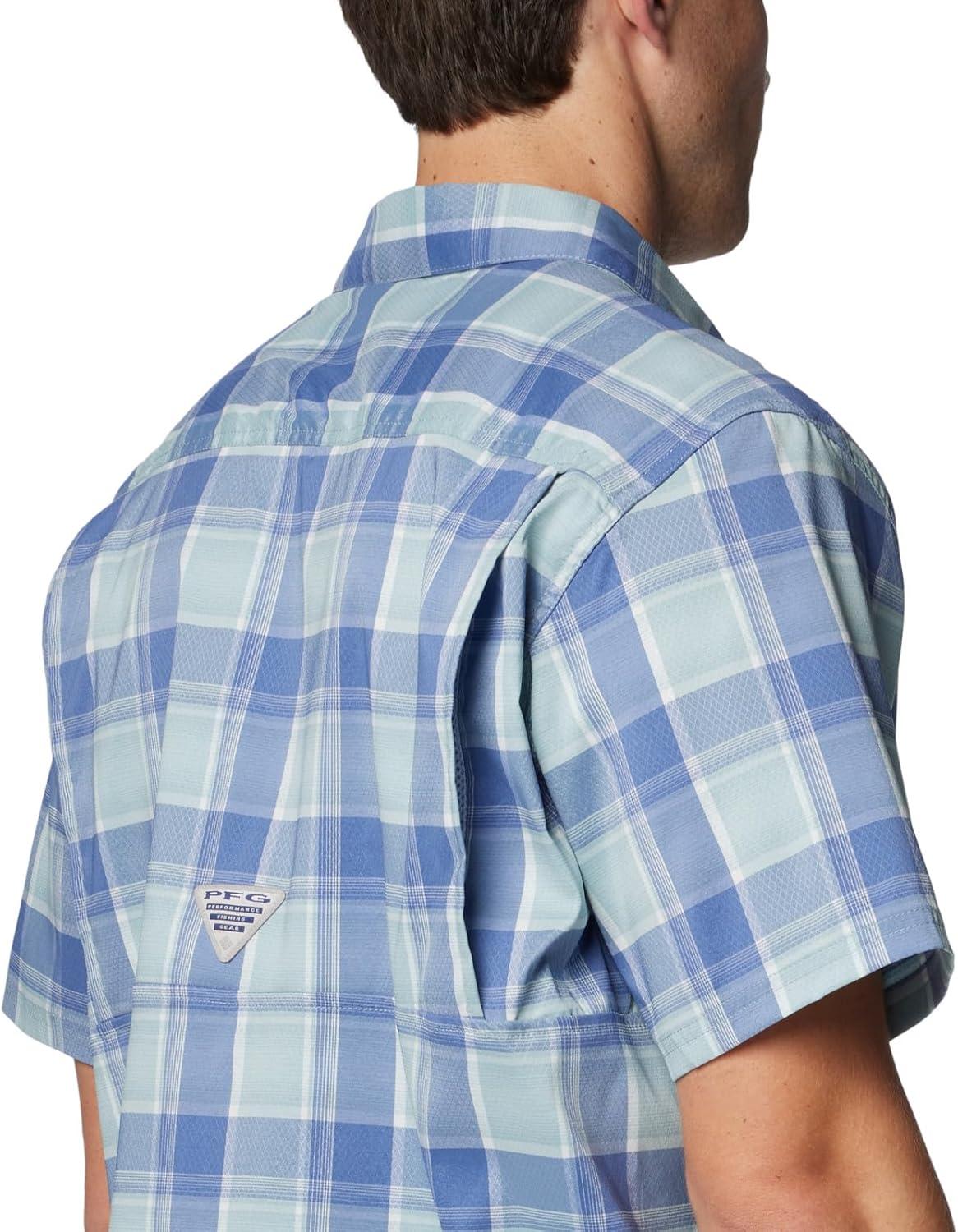 imageColumbia Mens Super Slack Tide Camp Shirt Short SleeveCrushed Blue Ombre Check