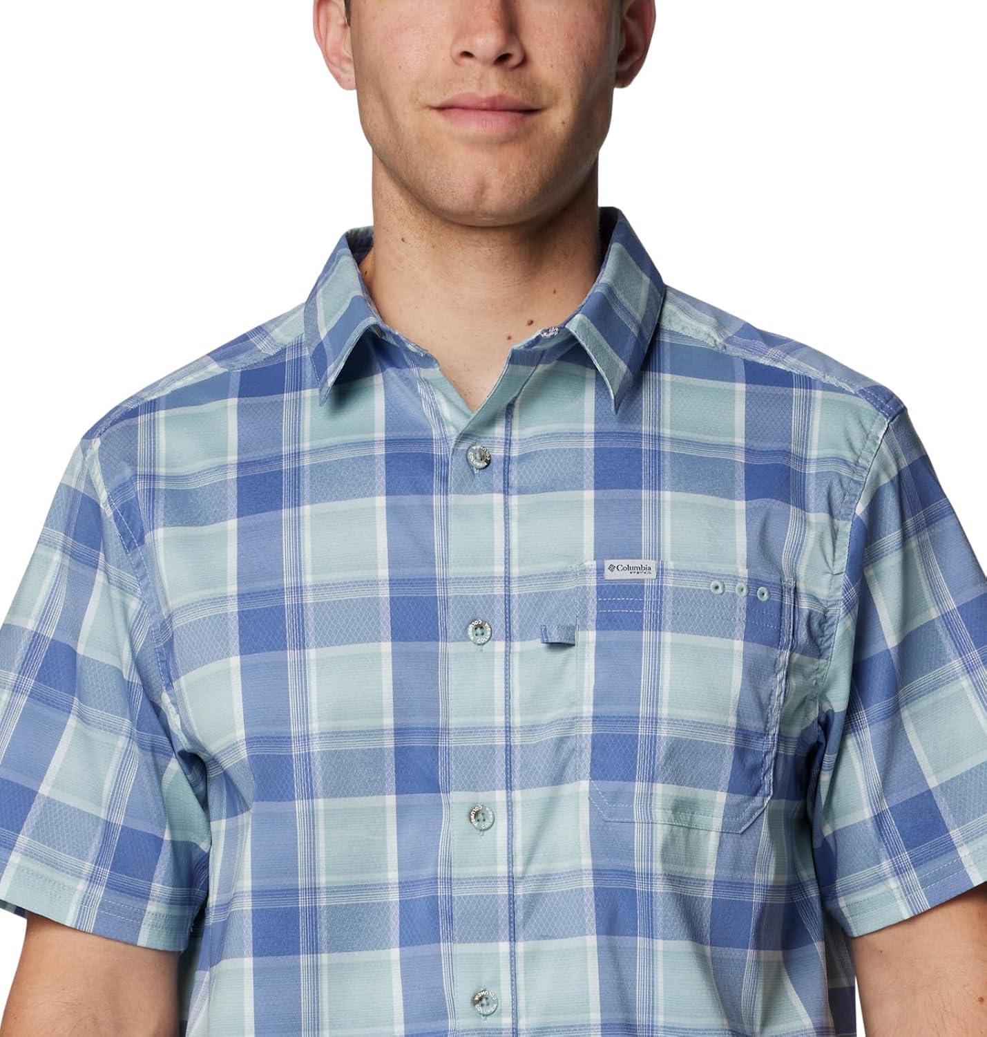 imageColumbia Mens Super Slack Tide Camp Shirt Short SleeveCrushed Blue Ombre Check