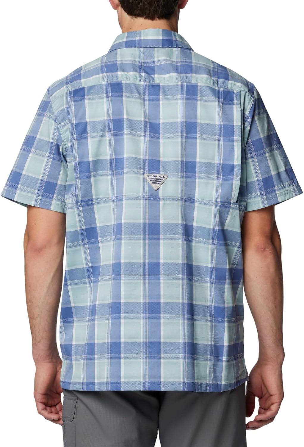 imageColumbia Mens Super Slack Tide Camp Shirt Short SleeveCrushed Blue Ombre Check