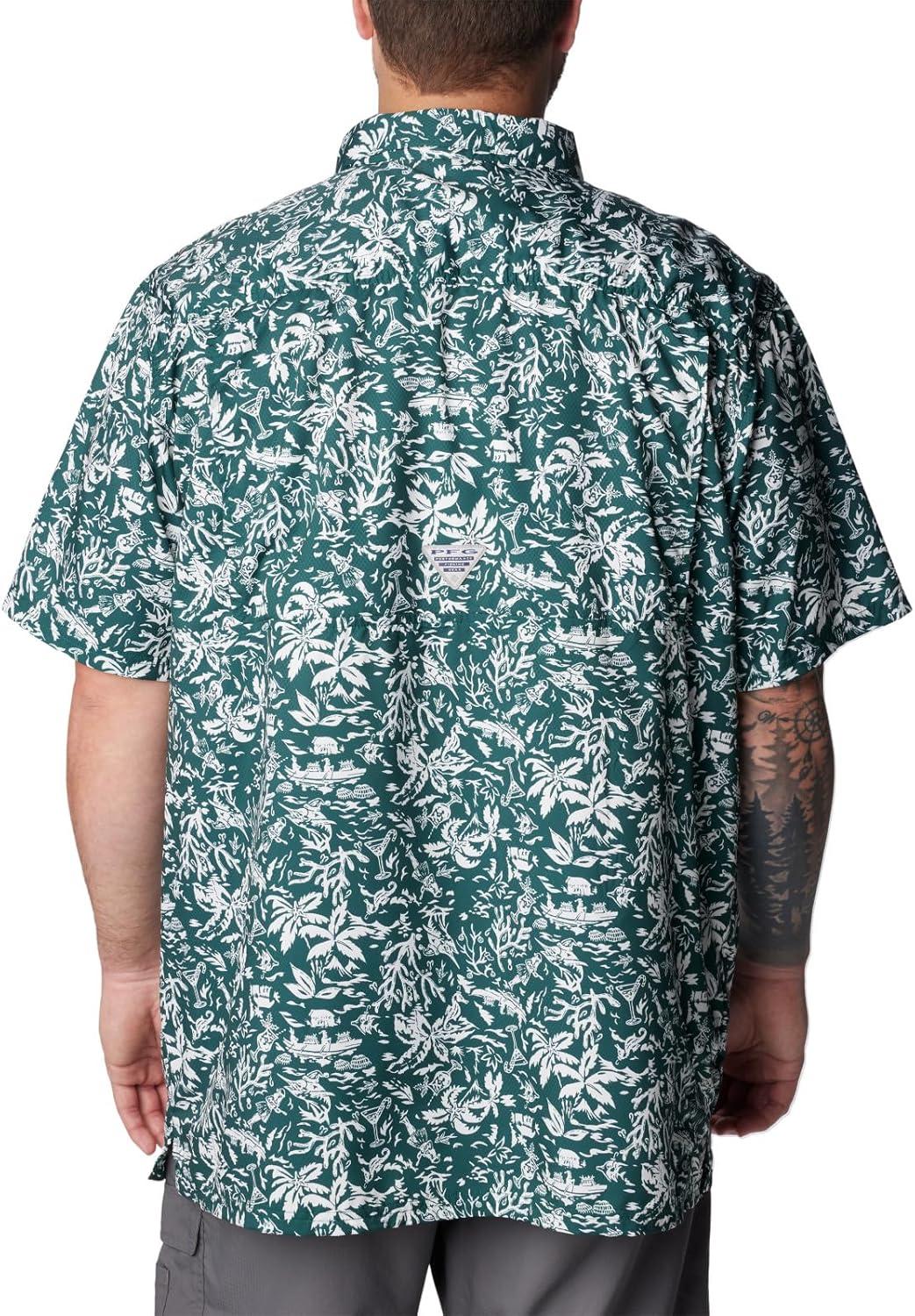 imageColumbia Mens Super Slack Tide Camp Shirt Short SleeveDark Ivy Kona Kalikimaka Print