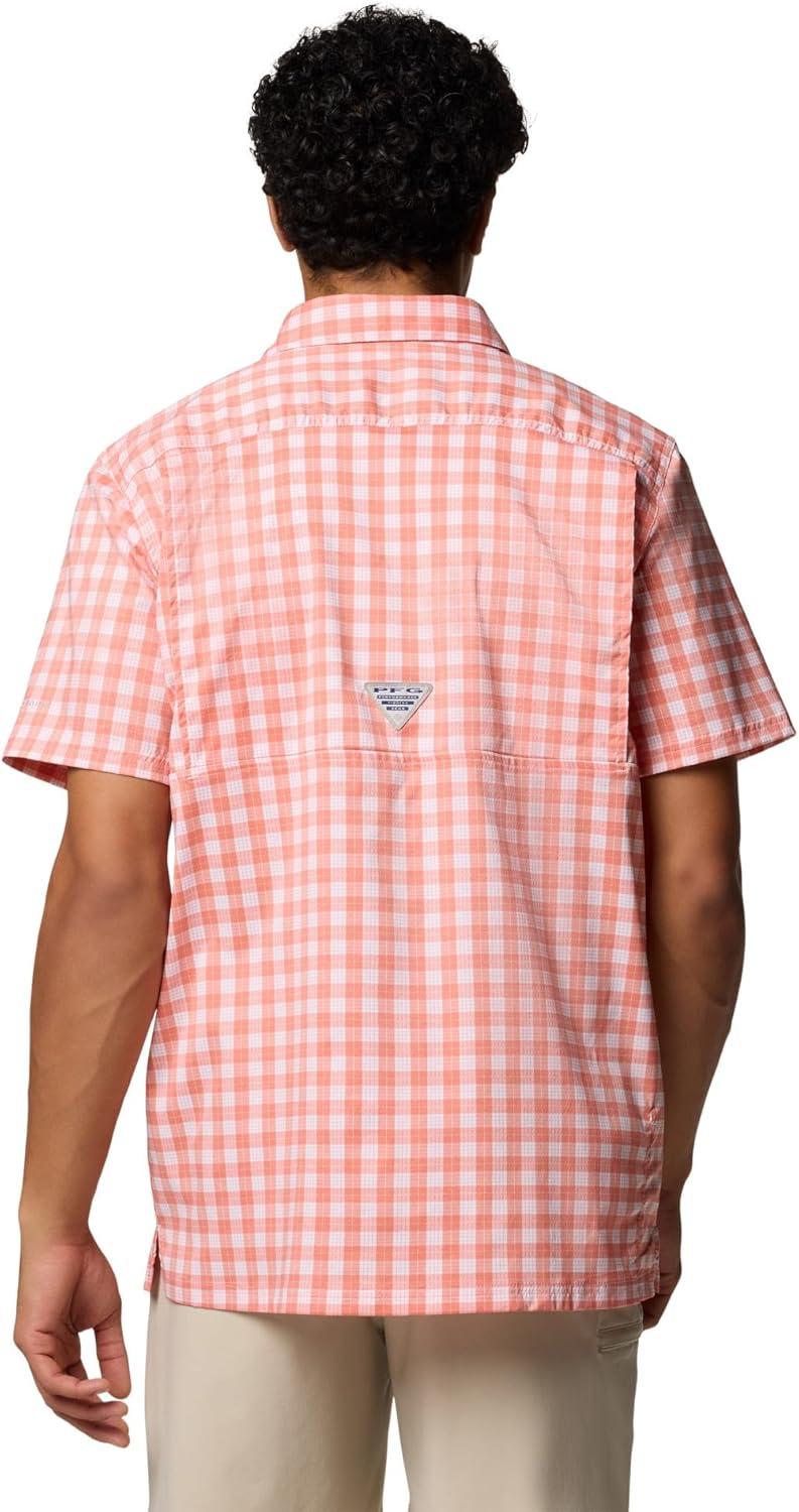 imageColumbia Mens Super Slack Tide Camp Shirt Short SleeveFaded Peach Palaka Grid