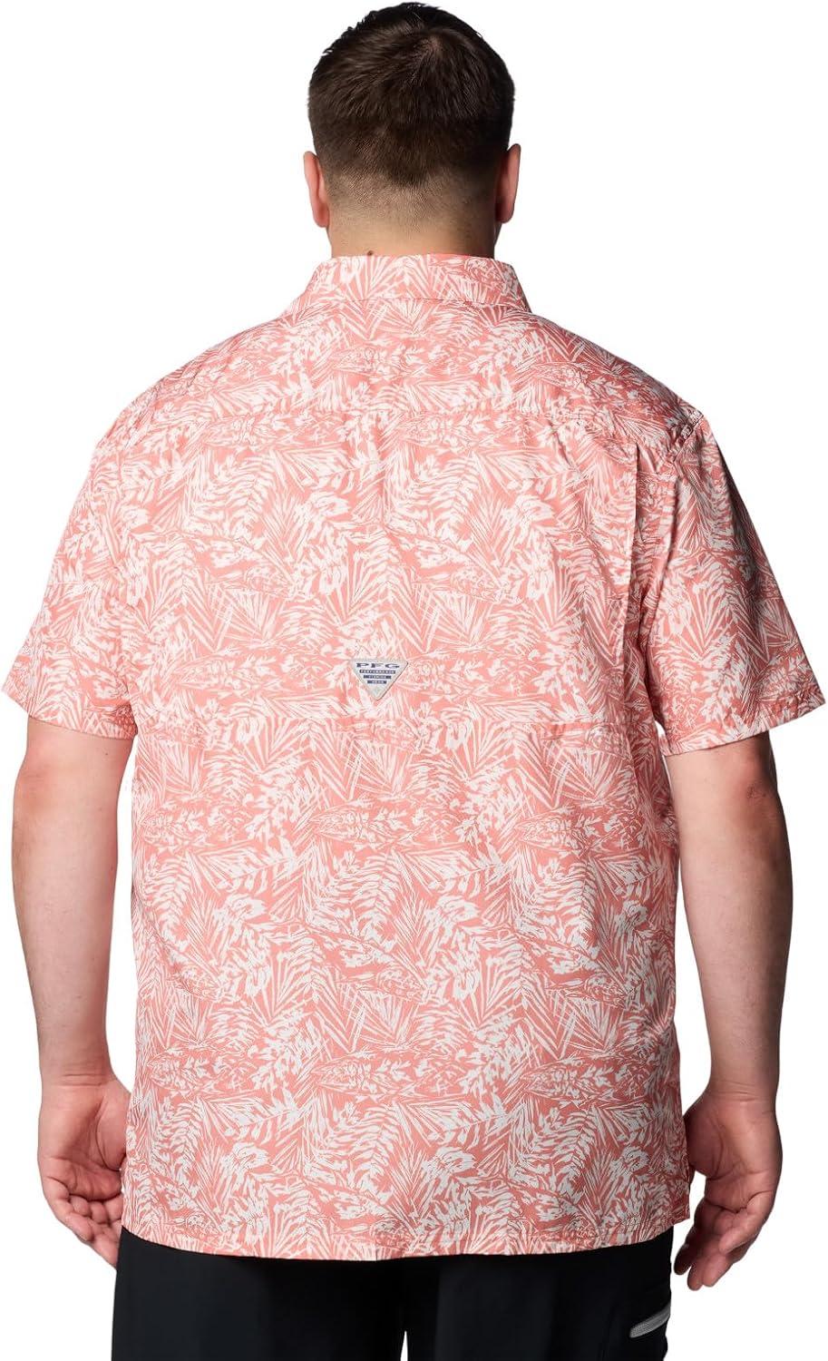 imageColumbia Mens Super Slack Tide Camp Shirt Short SleeveFaded Peach Tunado Tonal