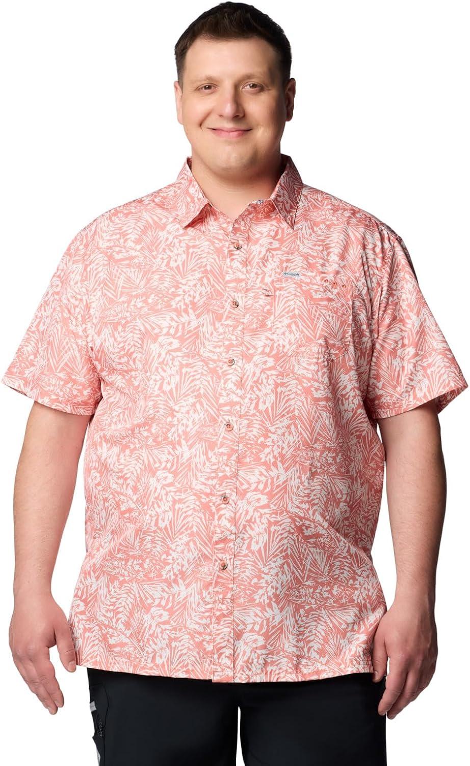 imageColumbia Mens Super Slack Tide Camp Shirt Short SleeveFaded Peach Tunado Tonal