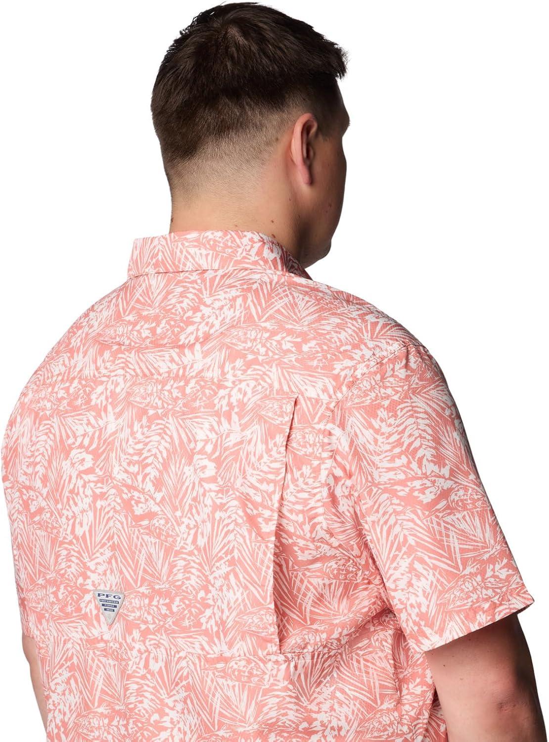 imageColumbia Mens Super Slack Tide Camp Shirt Short SleeveFaded Peach Tunado Tonal